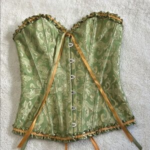 Luxurious Green and Gold Brocade Corset